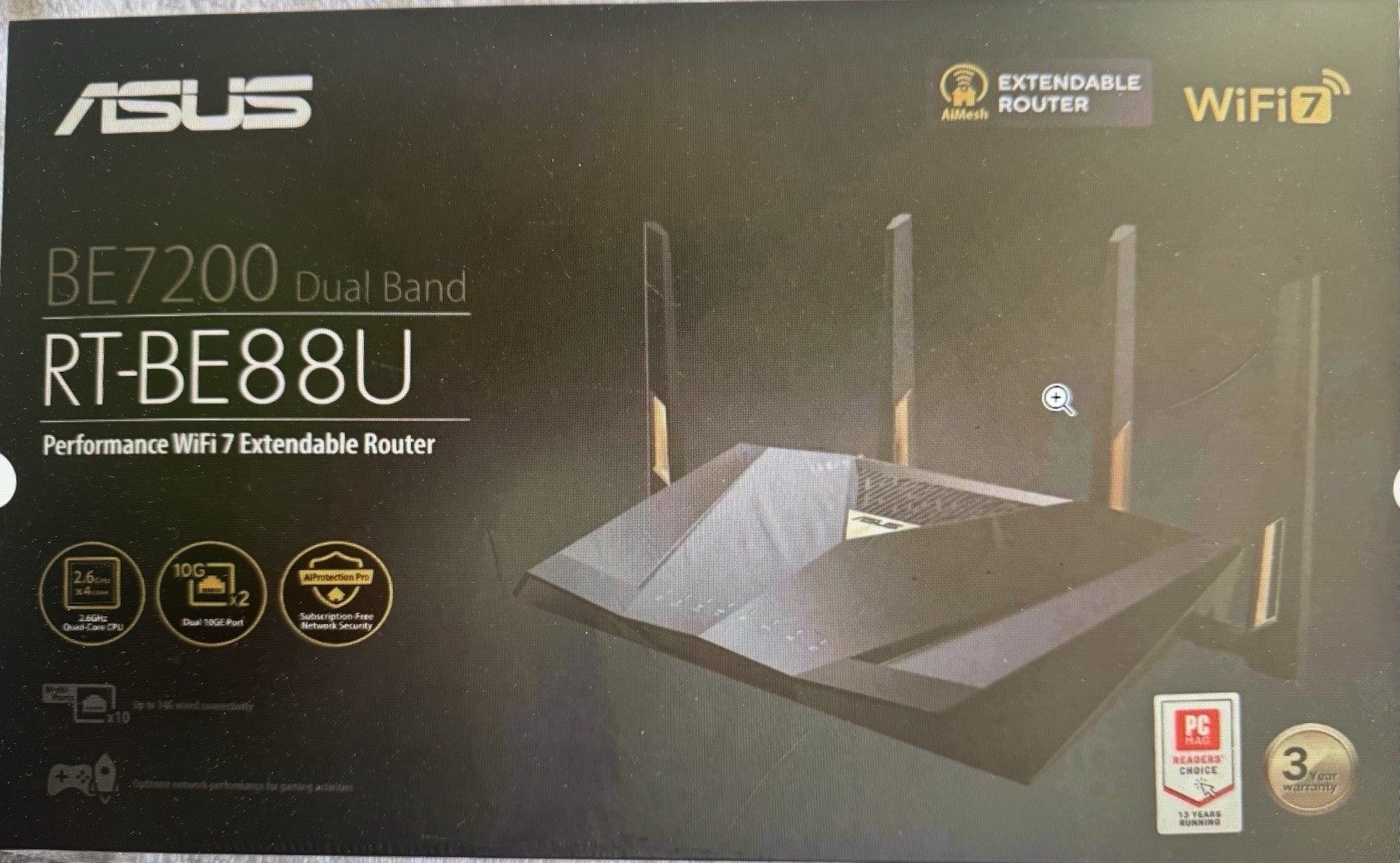 ASUS RT-BE88U Dual-band WiFi 7 AiMesh Extendable Performance Router,