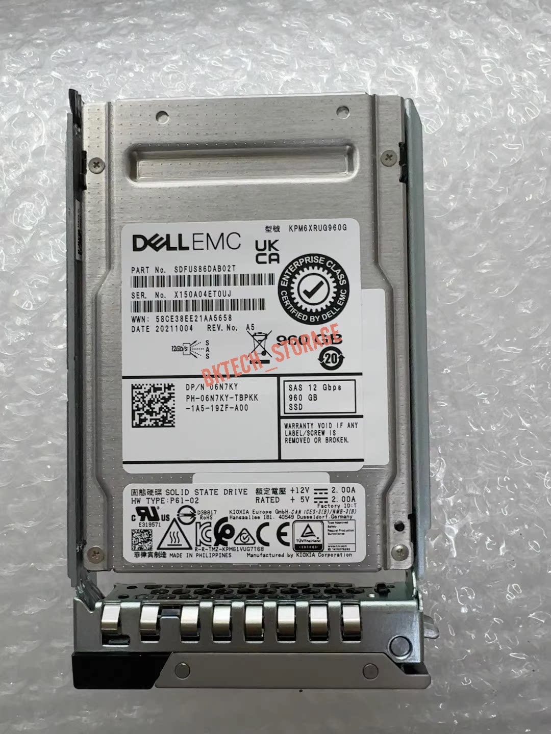 Dell EMC 6N7KY 06N7KY 960GB 12Gbps SAS RI TLC 2.5'' SSD 14/15/16G KIT w/Tray NEW