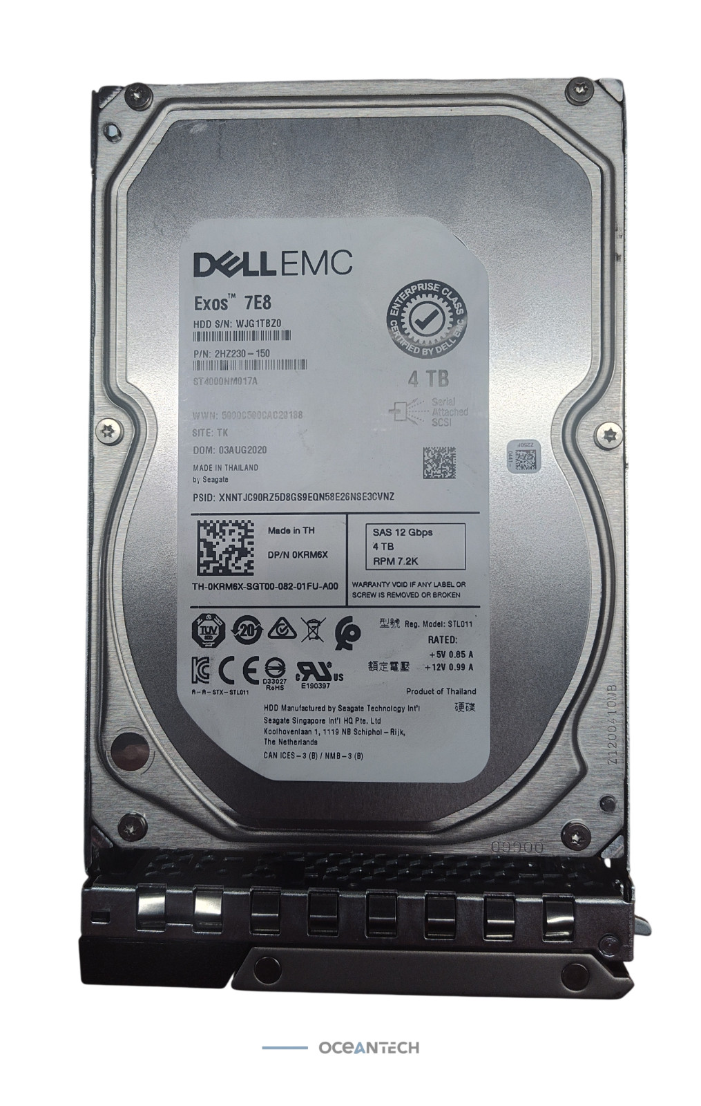 Dell Seagate 0KRM6X ST4000NM017A 4TB 3.5" 12Gb/s 7200RPM Enterprise HDD Exos 7E8