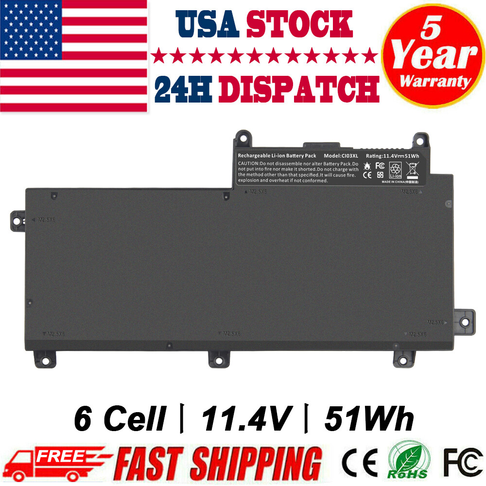 CI03XL 11.4V 51Wh Battery for HP ProBook 640 645 650 655 G2 G3 T7B31AA 6 Cells