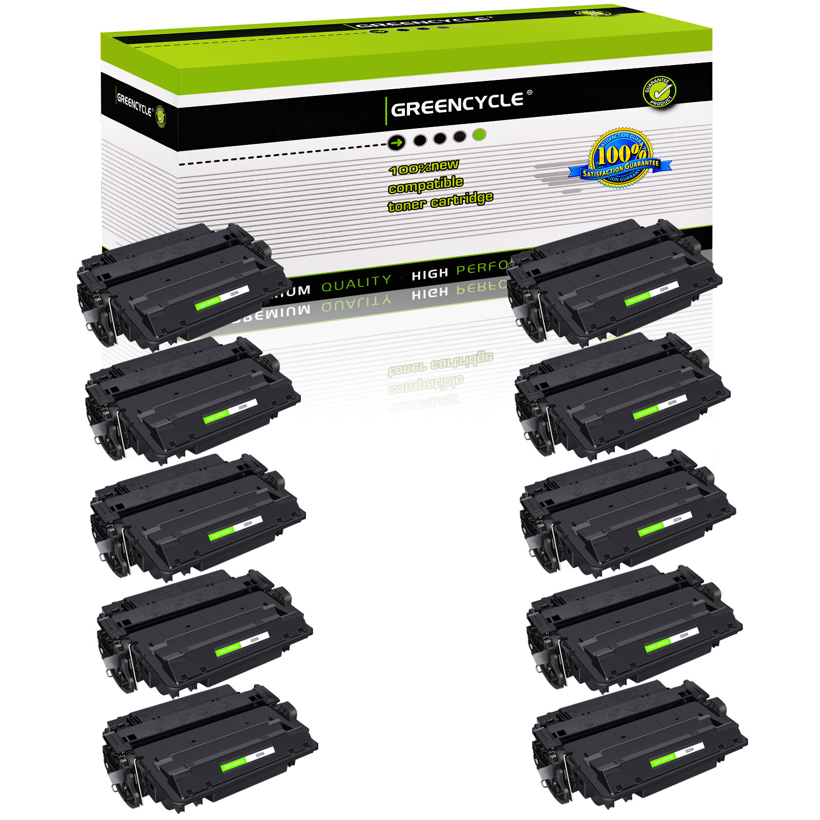 10PK CE255X 55X Toner Cartridge fit for HP LaserJet P3015 P3015d P3015dn P3015n