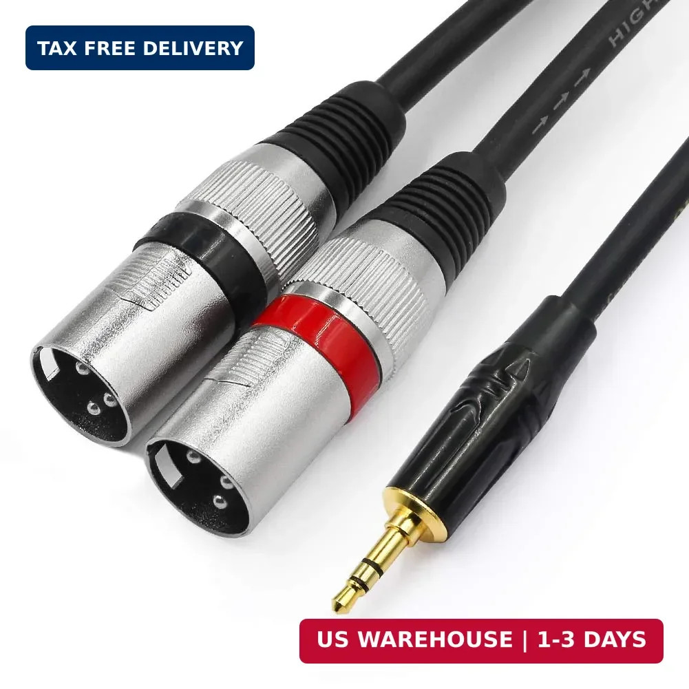 tisino 3.5mm to Dual XLR Stereo Cable 1/8 inch Mini Jack to 2 XLR Male Y Splitte
