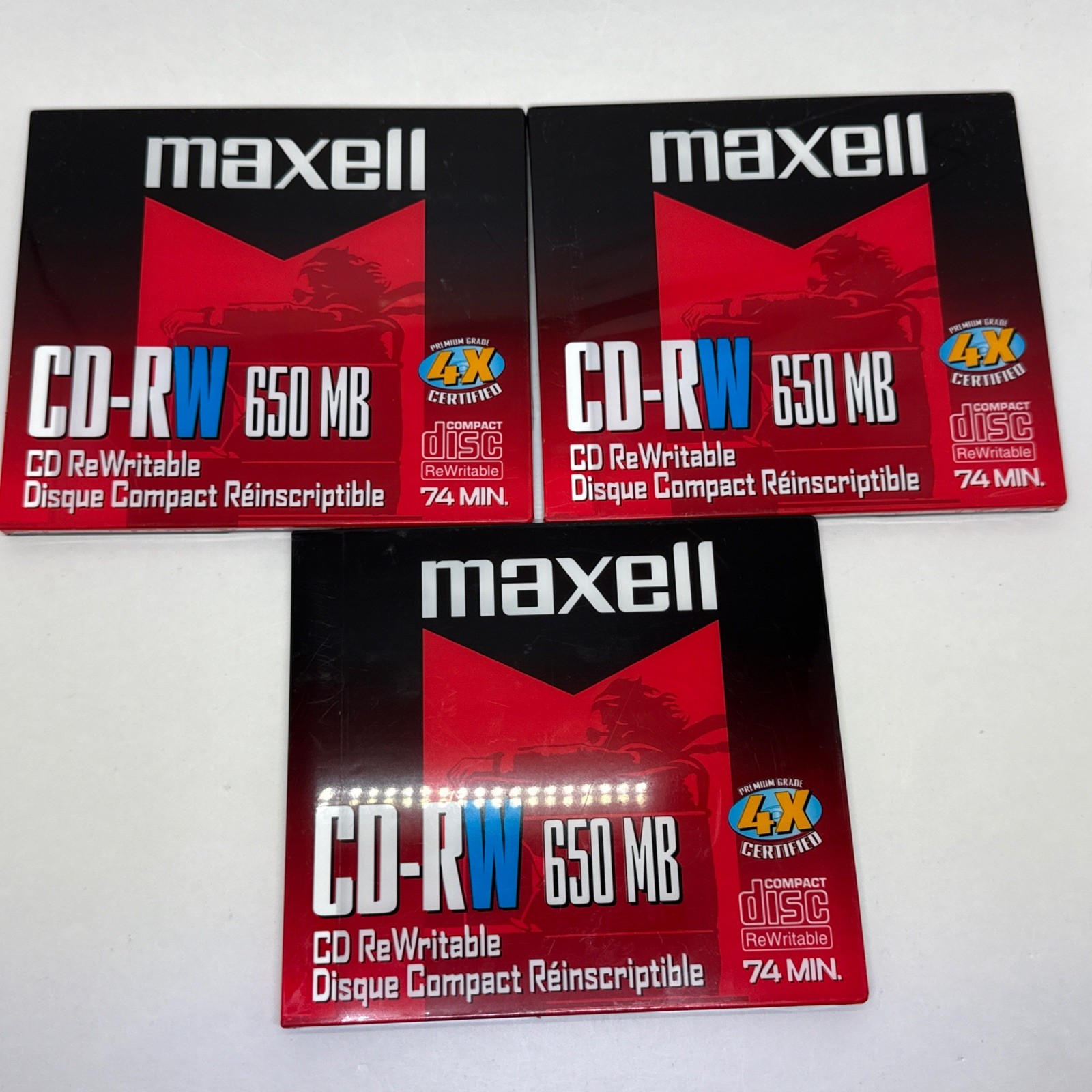 Maxell CD-RW 650MB Rewritable CD 74 Minutes NEW CD-RW Lot Of 3