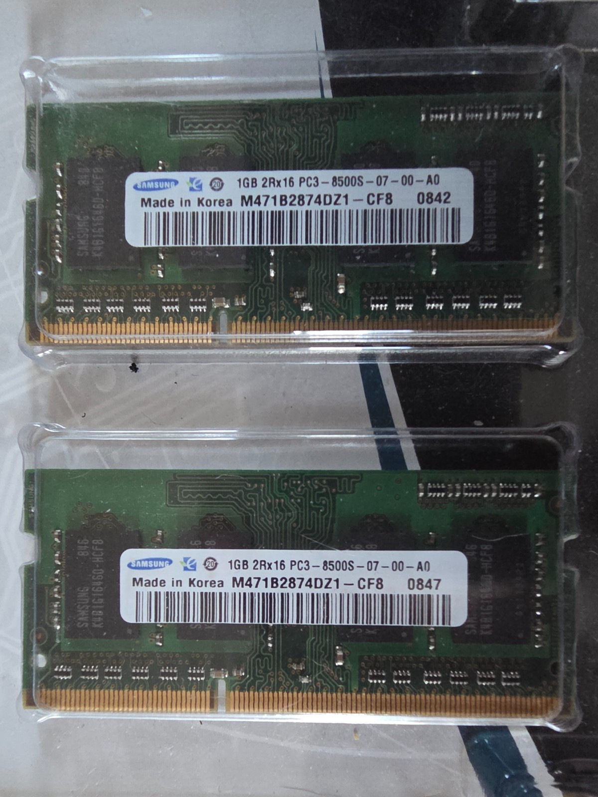 2x M471B2874DZ1-CF8 GENUINE SAMSUNG LAPTOP MEMORY 1GB DDR3 2RX16 SERIES (CA63)