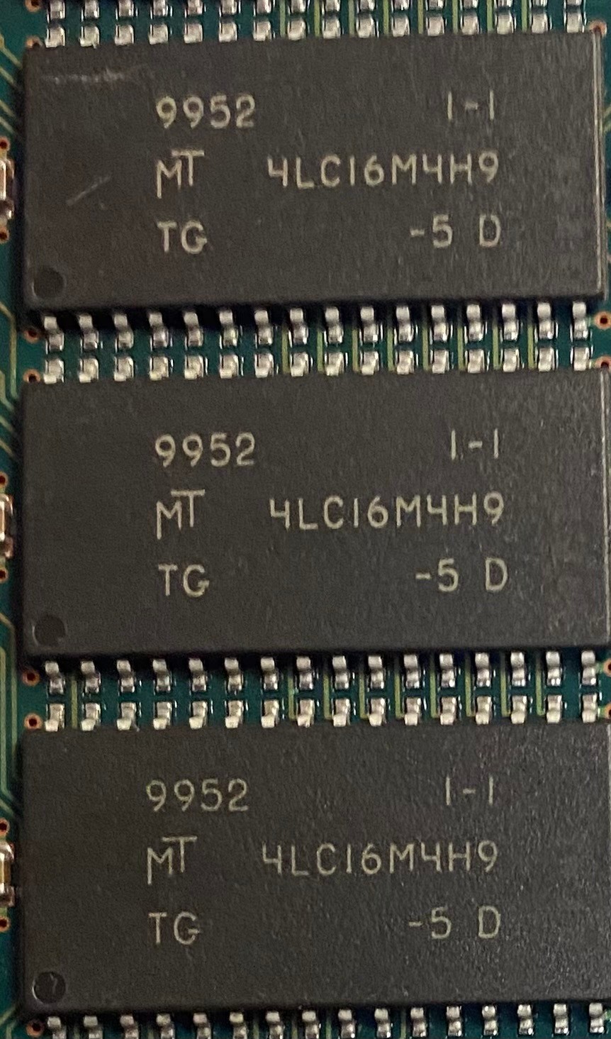 36pcs Micron ICs part number MT4LC16M4H9TG Tsop on board