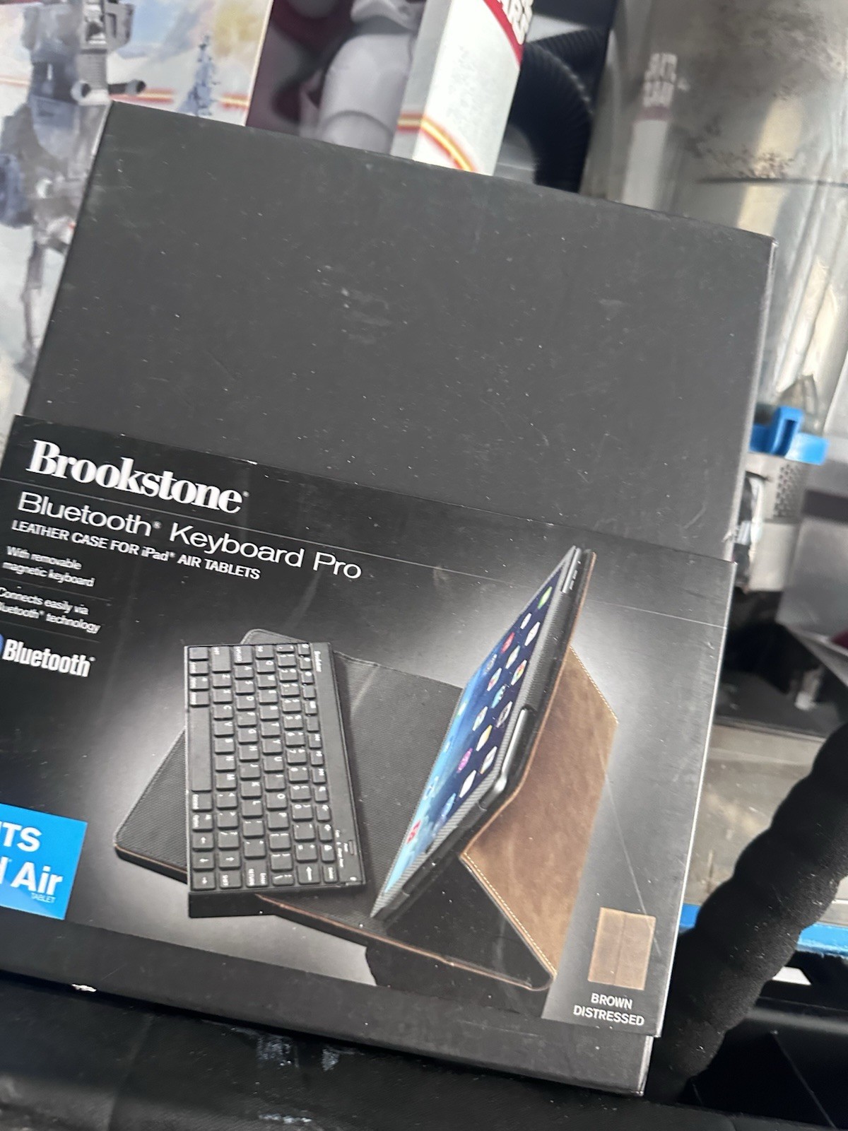 Brookstone Bluetooth Keyboard Pro Leather Folio Case for Apple iPad Air Stand