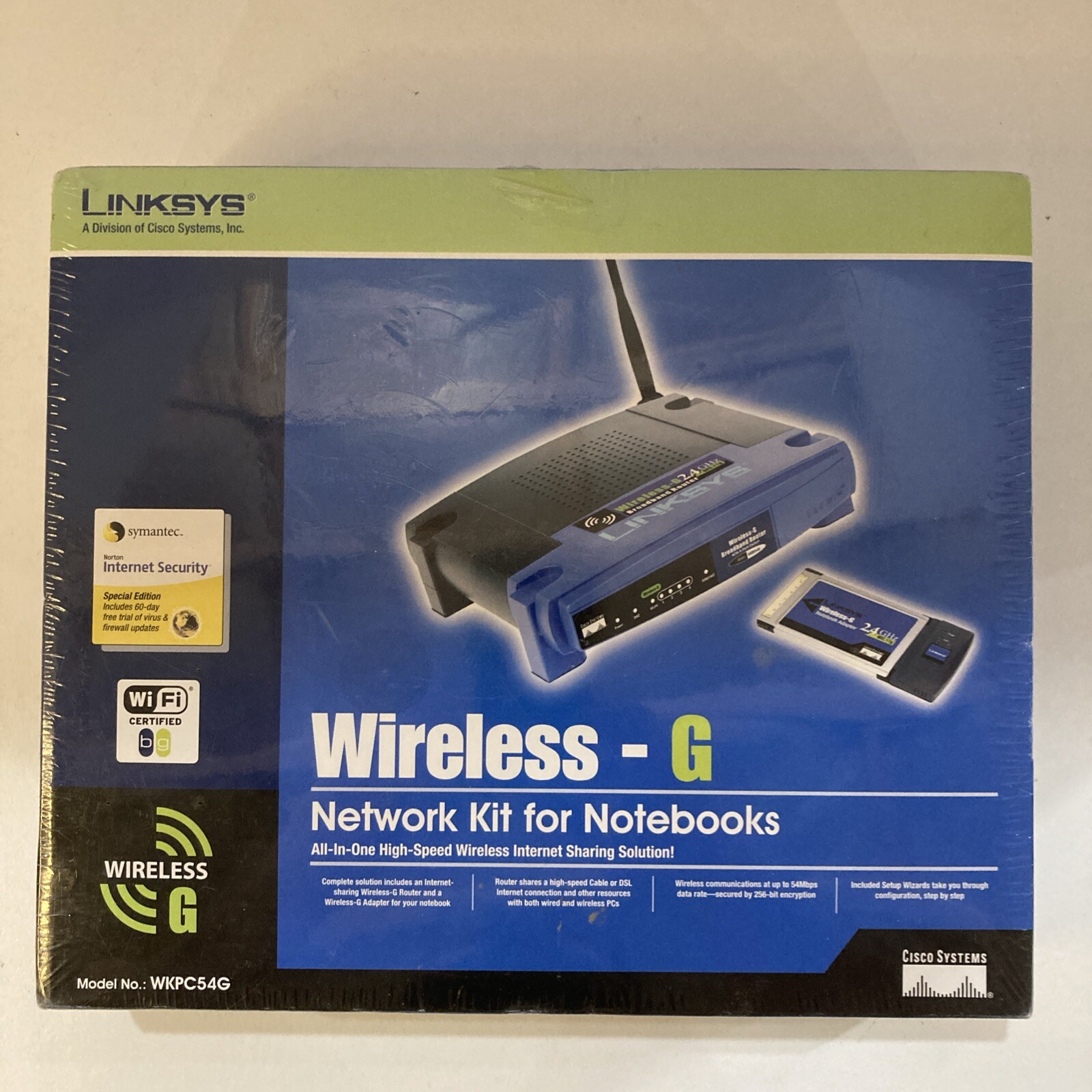 Linksys WKPC54G 54 Mbps 4-Port 10/100 Wireless G Router Notebook Network Card