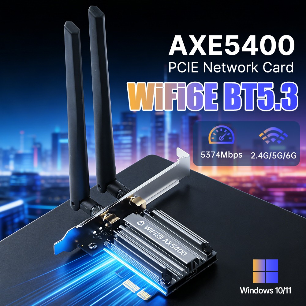 50PCS PCIe WiFi 6E Card AXE5400 Tri-band BT5.3 MT7922 Chip for Gaming Adapter PC