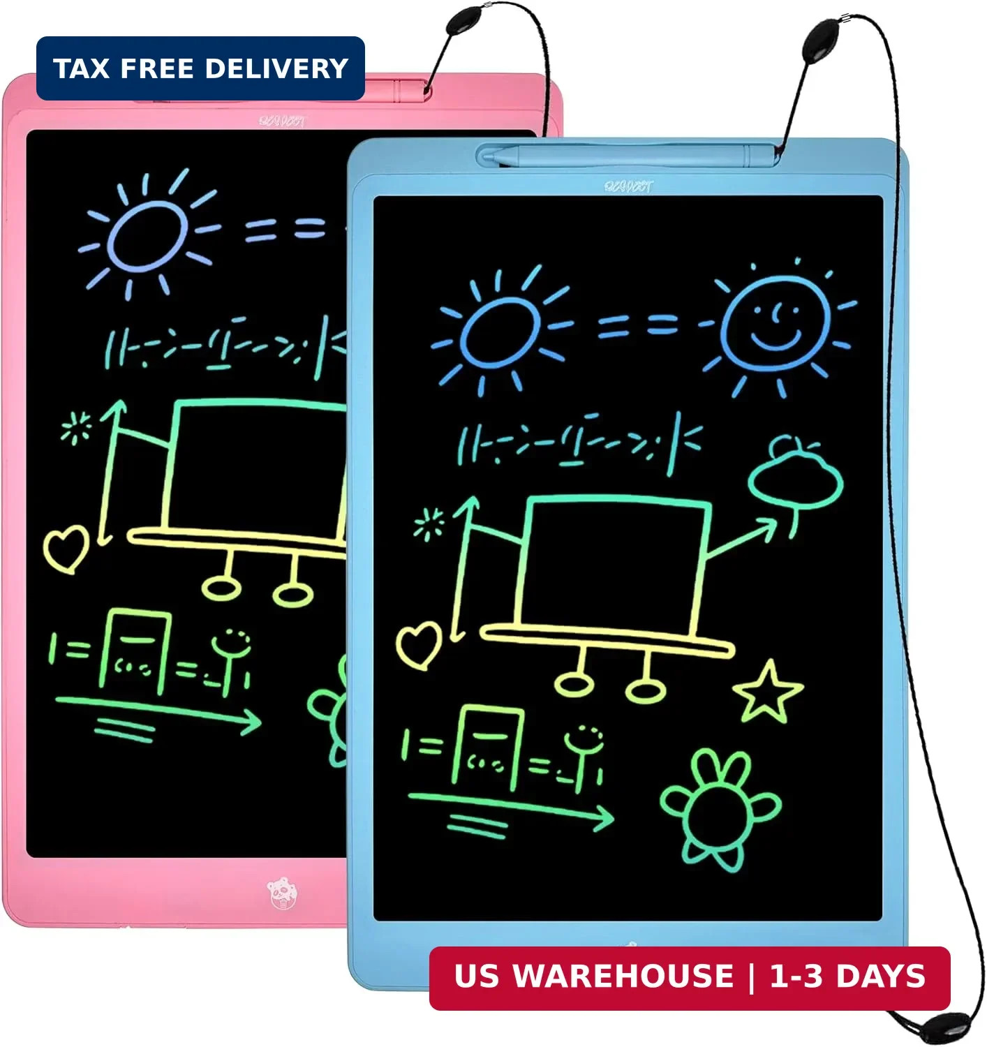 2-Pack 16" LCD Writing Tablet, Electronic Drawing Board with Stylus, One-Click E