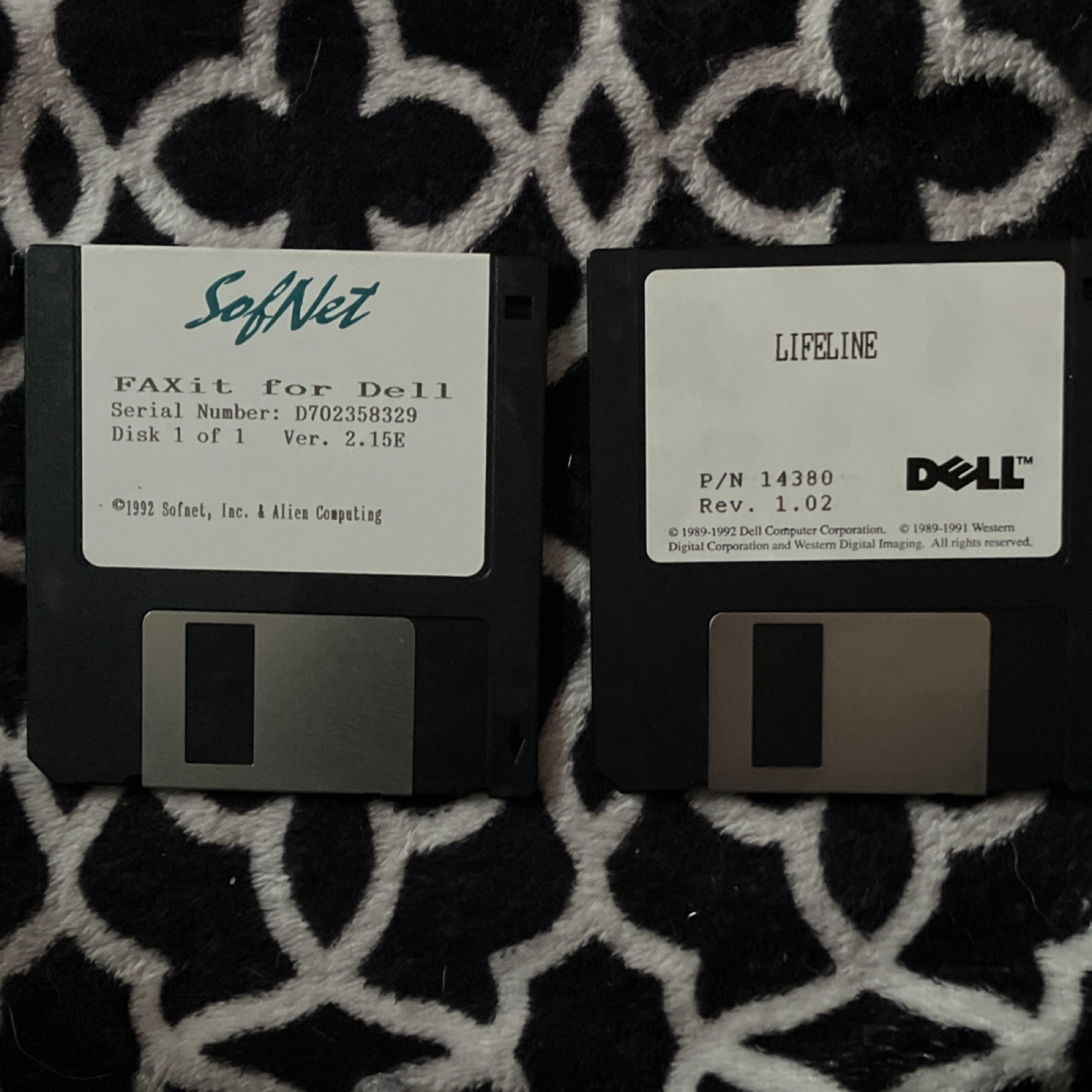 Vintage Dell SofNet FAXit & Dell Lifeline Software 3.5" Floppy Discs