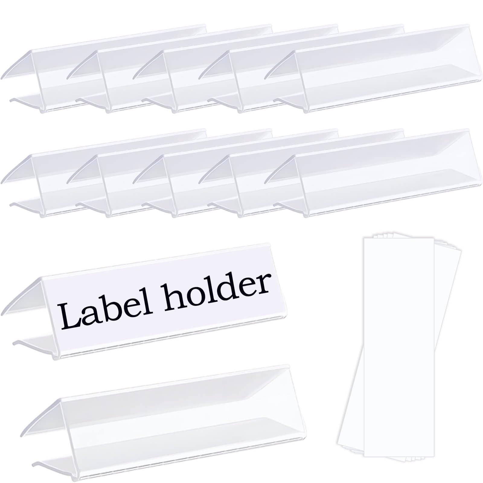 30-Pack Clear Plastic Shelf Label Holder Clips, Fits 0.6-0.78 inch