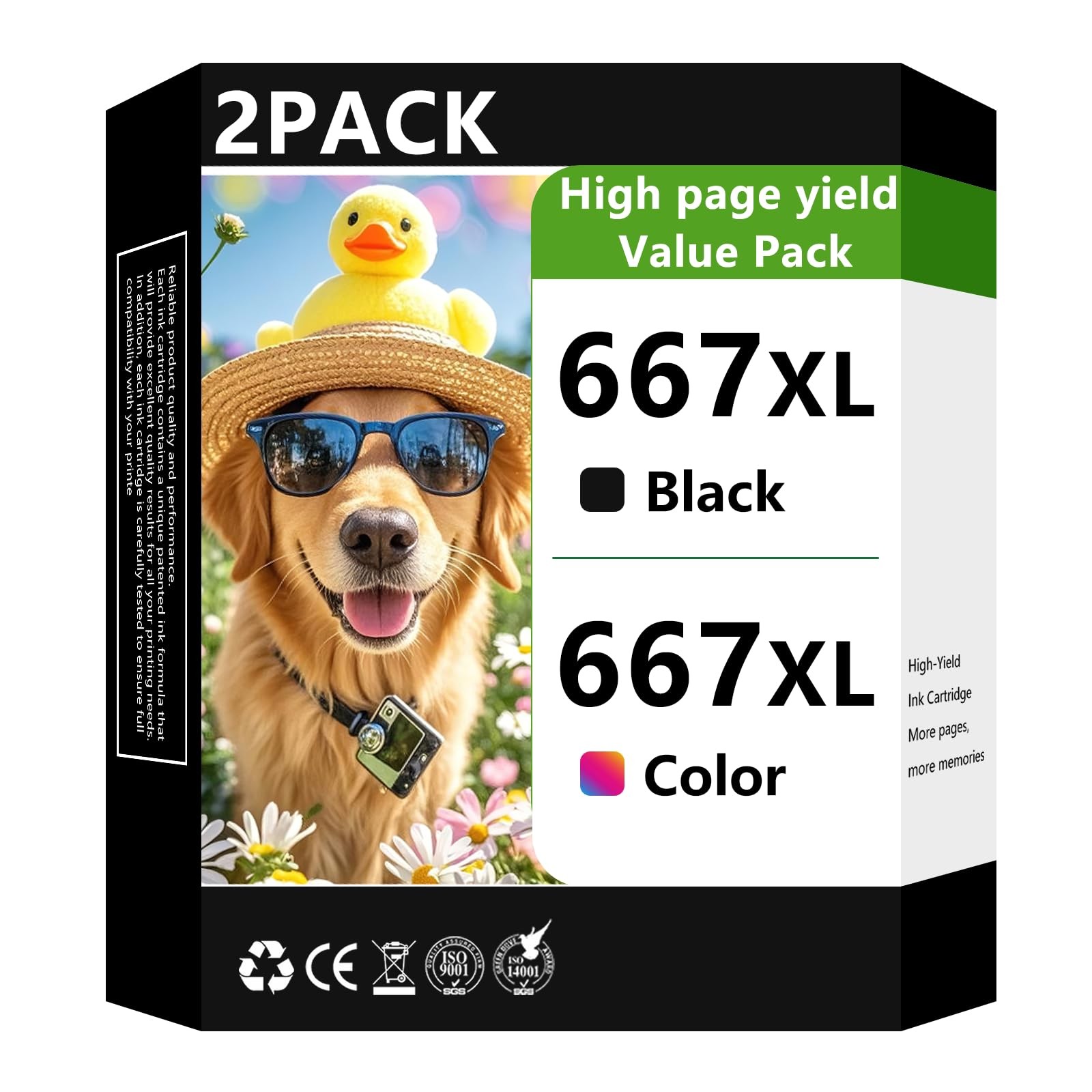 JYZBRW 667XL Ink Cartridge Black and Color Combo Pack Compatible for HP Ink 667