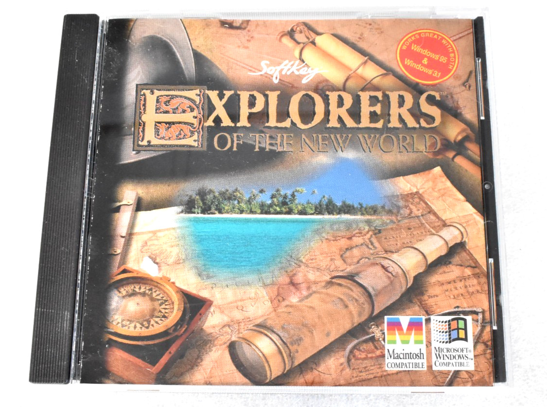 SoftKey Explorers Of The New World  Vintage PC Video Game Windows and Mac