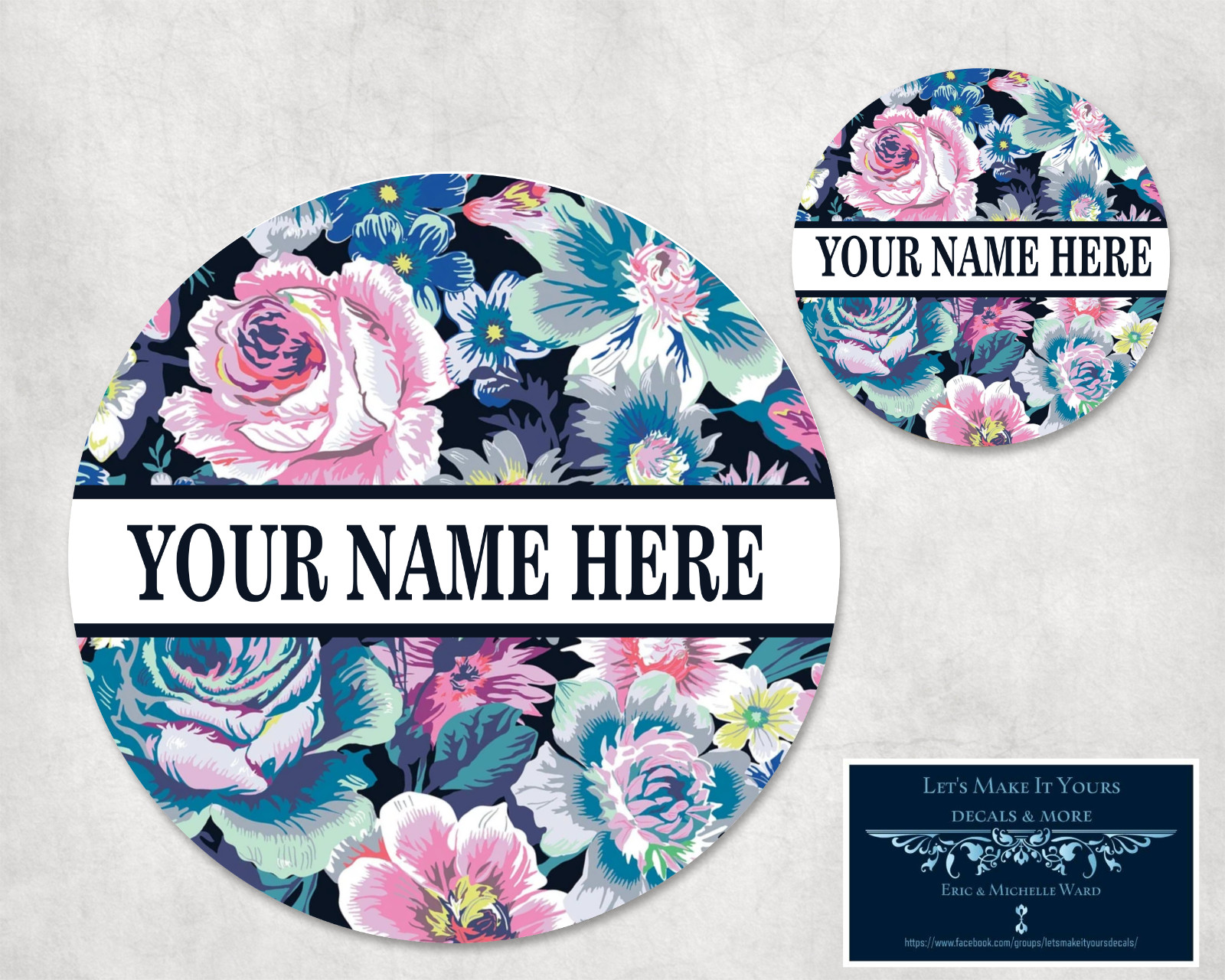 FLORAL PERSONALIZED W/ NAME CUSTOM MOUSEPAD & HARDBOARD COASTER OFFICE GIFT SET