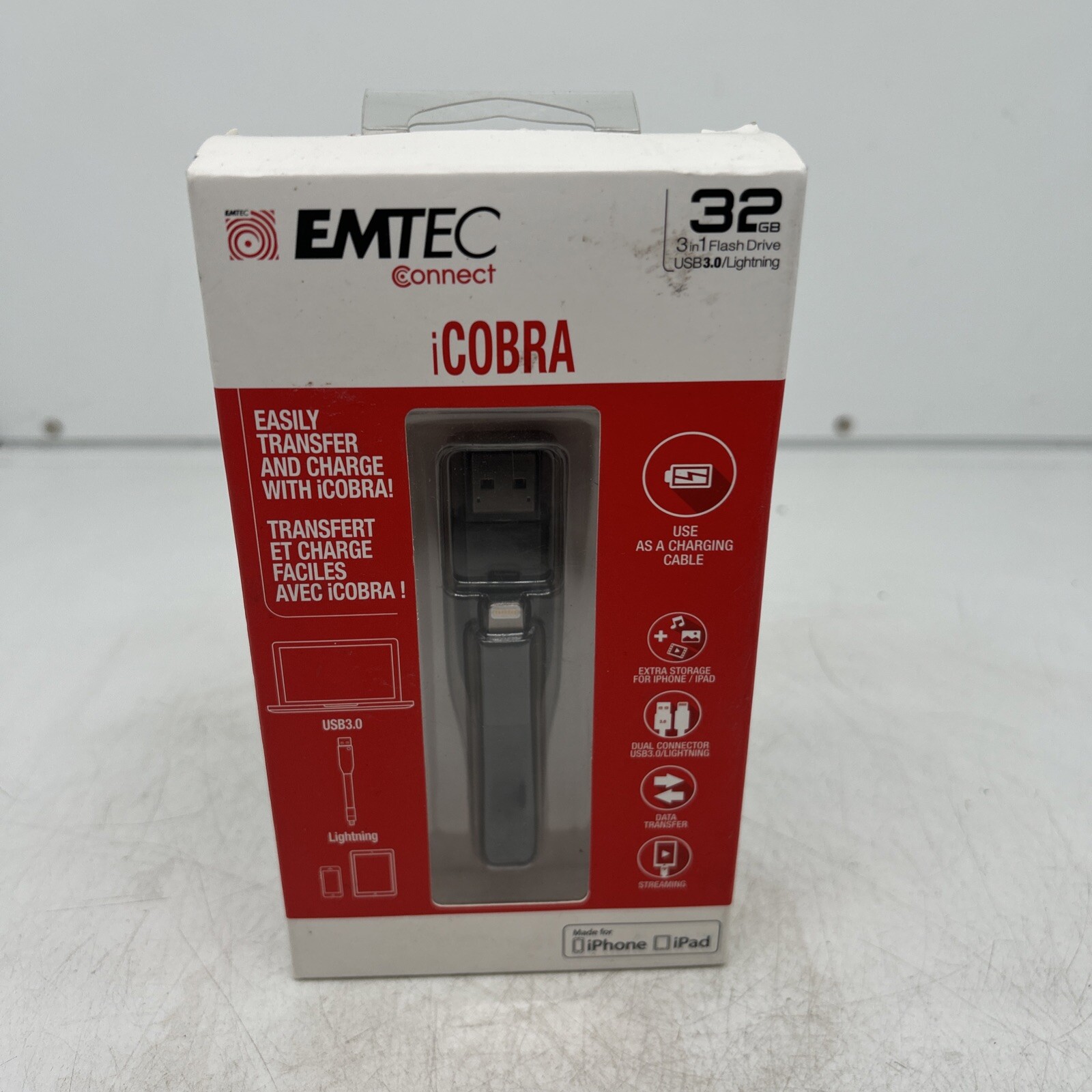 Emtec iCobra2 iPhone Flash Drive 32GB 2 in 1 Black, Dual Conne... J62