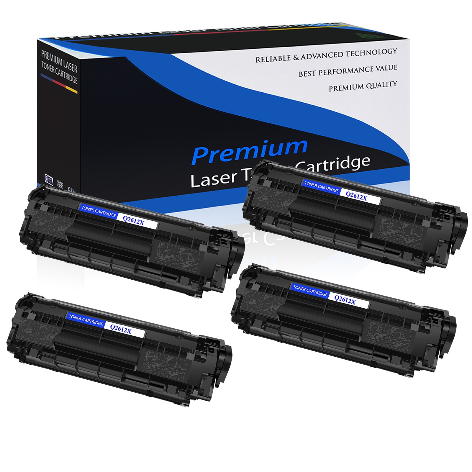 4PK Q2612X 12X Toner Cartridge for HP LaserJet M1319 M1319f 1010 1012 3050 3052