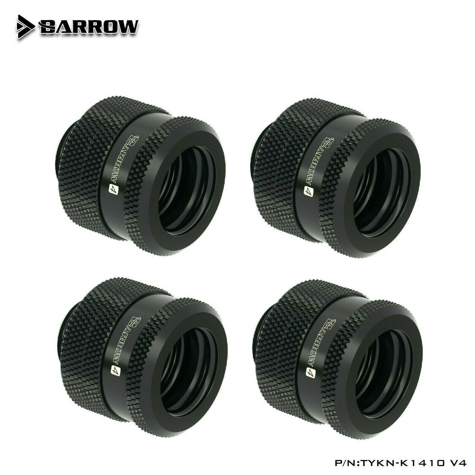 Barrow G1/4" to 14mm Hard Tubing Compression Fitting, Black, 4-Pack