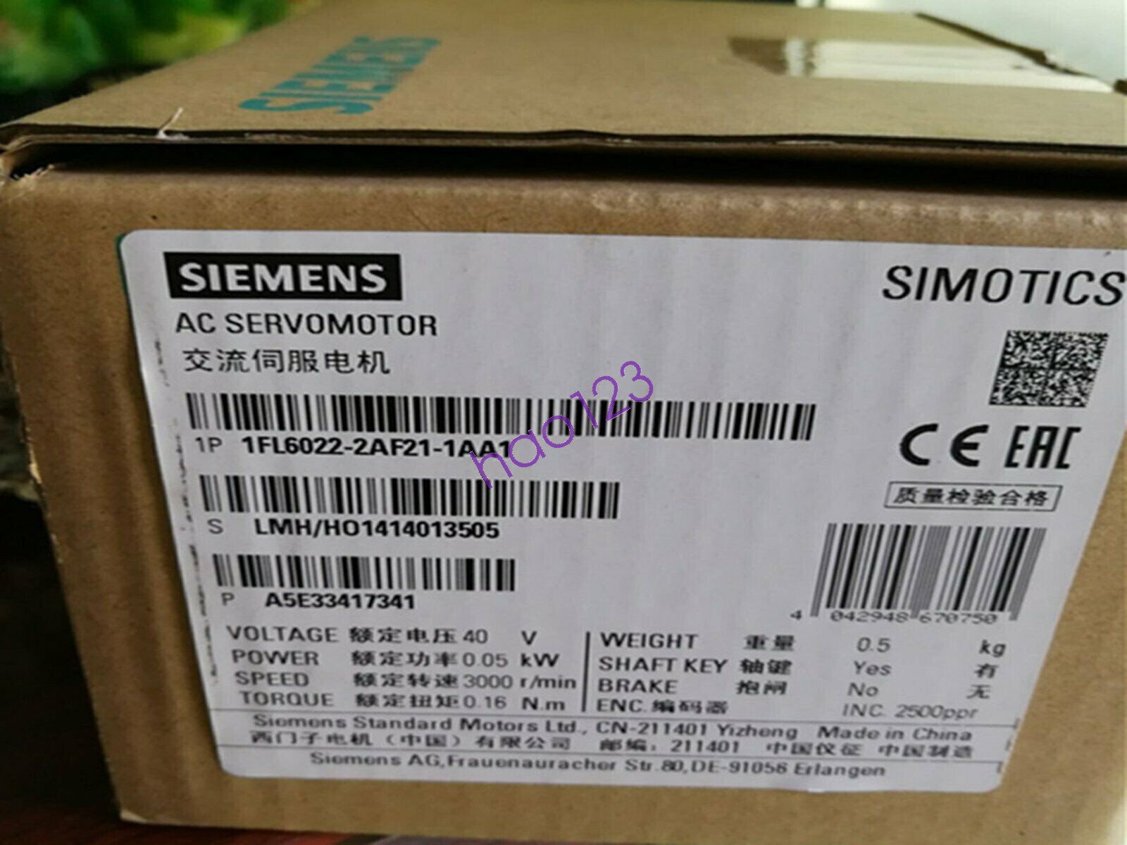 1pc new SIEMENS Servo Motor 1FL6022-2AF21-1AA1 IN BOX DHL/FedEx
