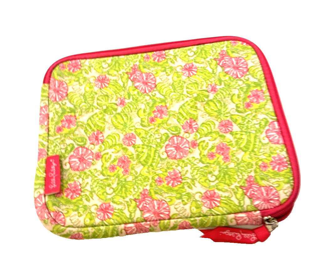 Lilly Pulitzer Chum Bucket Neoprene Ipad Tablet Sleeve Case Green Pink Fish 