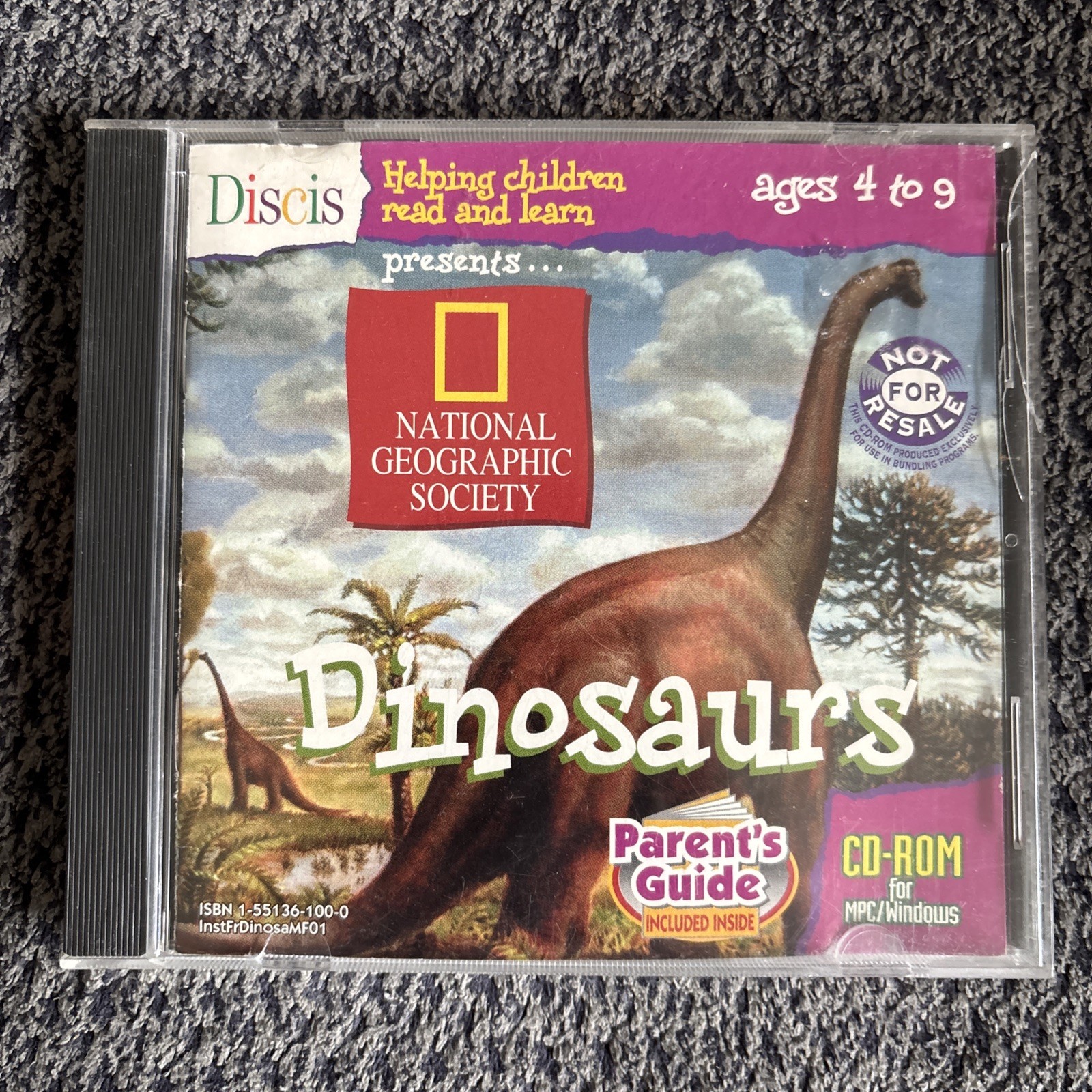 National Geographic Society Dinosaurs Cd Rom ages 4 - 9 Discis Parents Guide inc