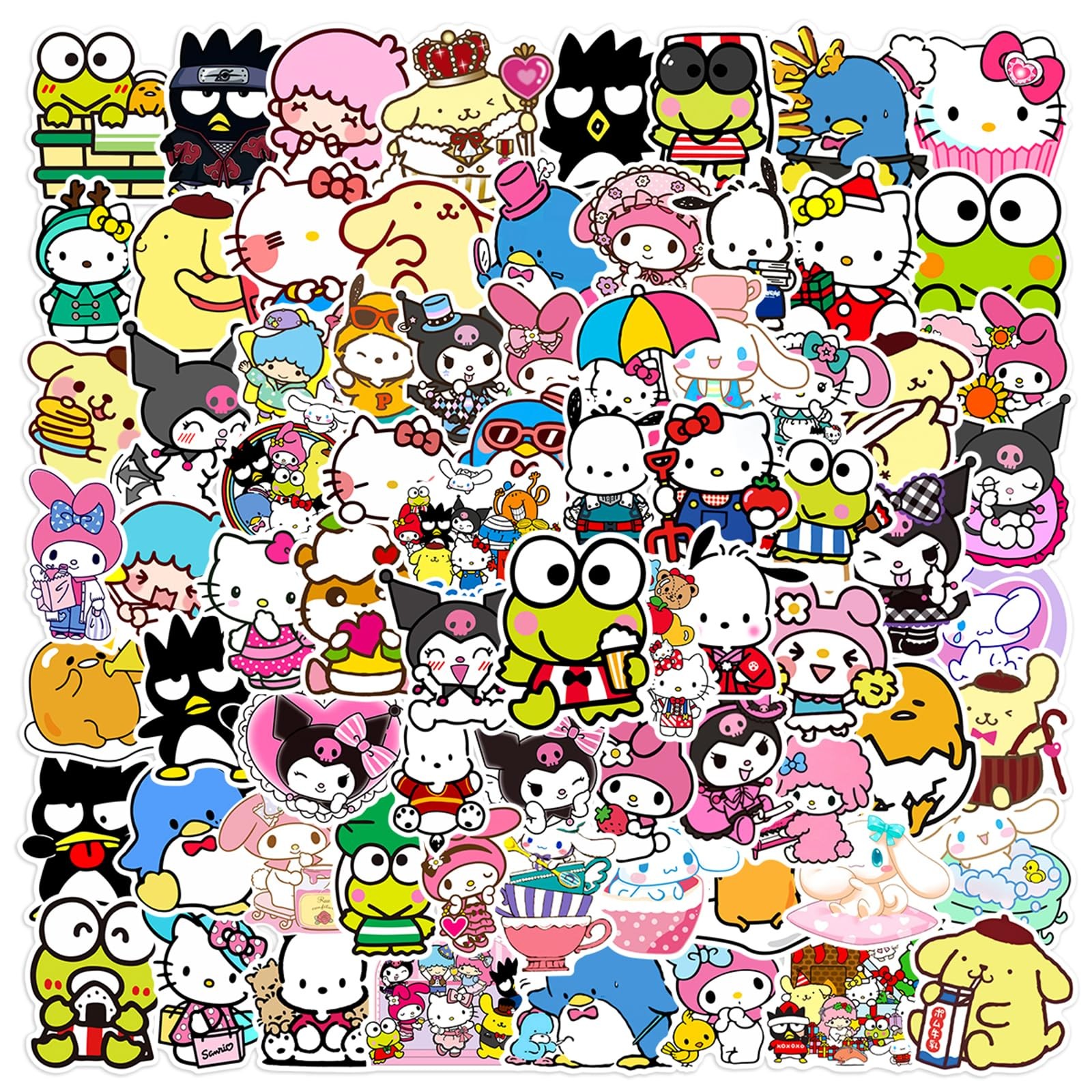 100pcs Hellokitty Kuromi Mymelody Stickers for Water 2-3.5 inches, Sanli