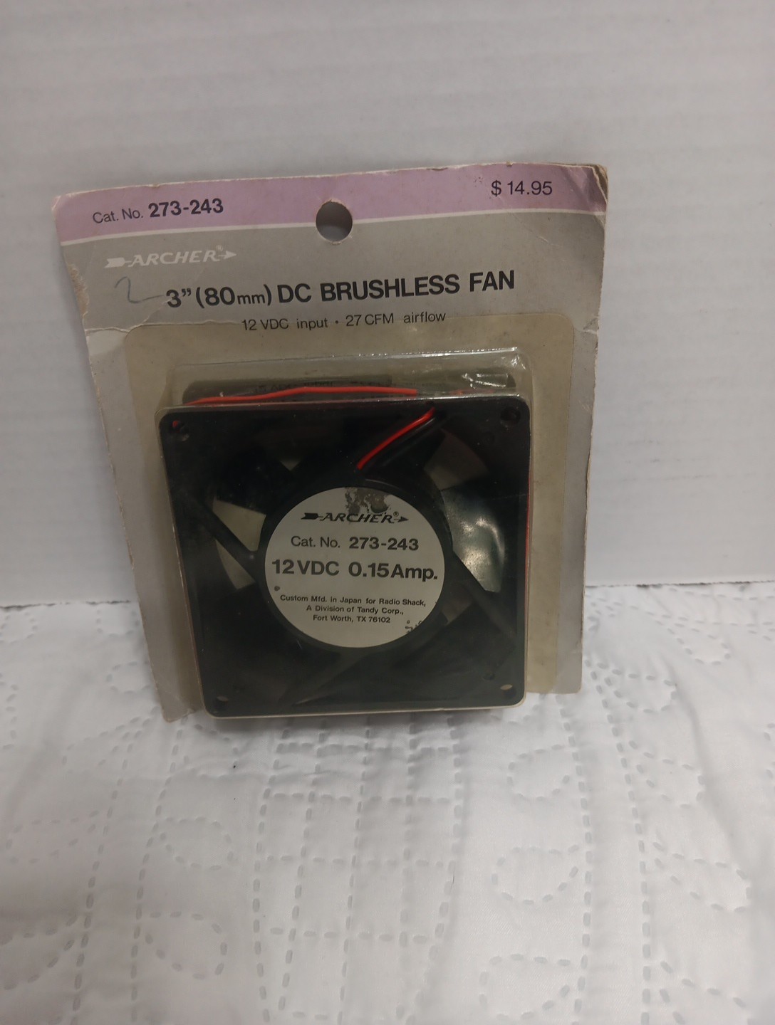 Archer Radio Shack 3'' 12V DC Brushless Fan 80mm 2900 RPM 273-243 NOS Japan
