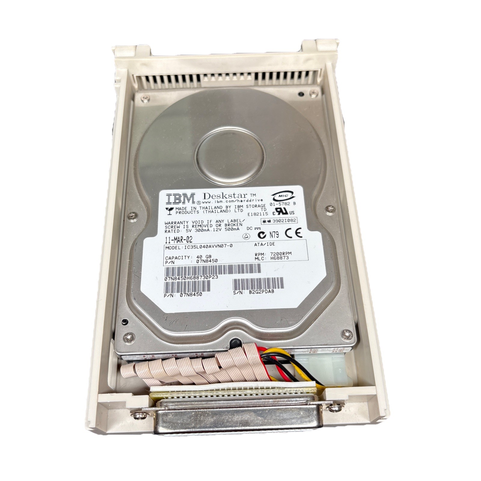 IBM IC35L040AVER07-0 07N6654 40GB 7.2K 2MB ATA 3.5'' In Databridge Enclosure