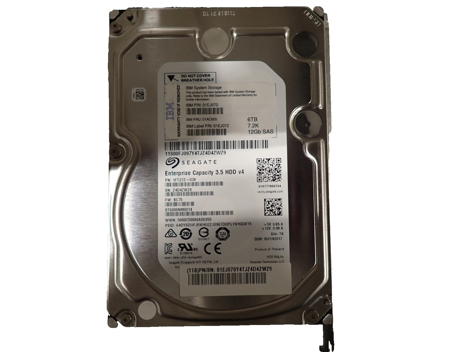 IBM 01AC605 6TB 7.2K 3.5" NL SAS HDD V5000G2 HDD Internal Hard Disk Drives 