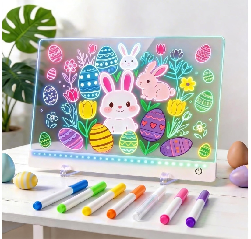 Rechargeable LED Drawing Board for Kids – 12‘’*8‘’ 11 Colors Light Up Drawing Bo