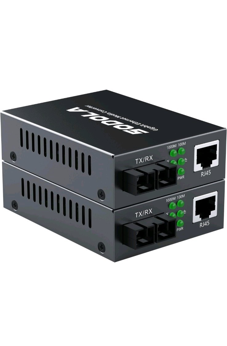 SODOLA Gigabit Single Mode SC Fiber Ethernet Media Converter 20KM