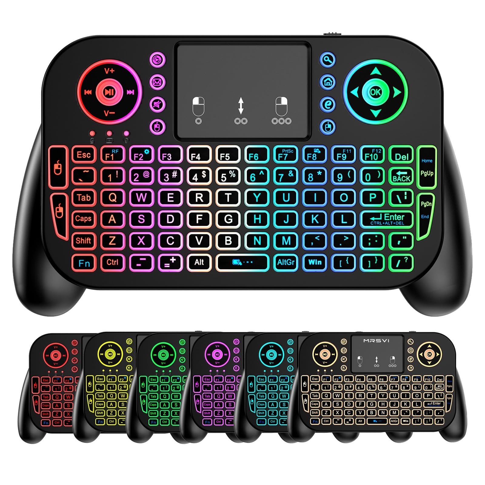 MRSVI Mini Keyboard with Touchpad-2.4GHz & Bluetooth Dual-Mode,7-Color...