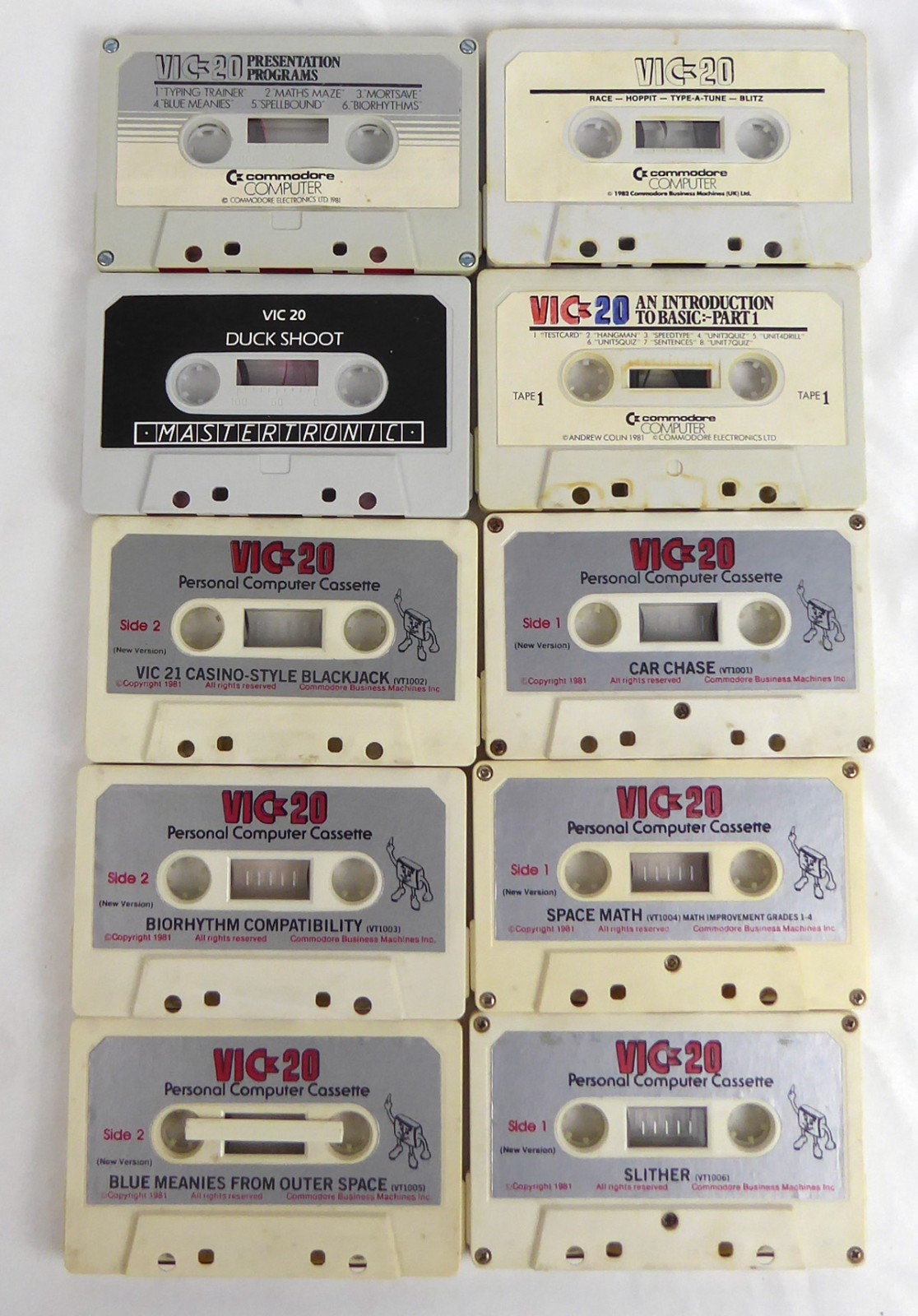Commodore VC 20 VIC-20 -- 10 GAMES/PROGRAMS ON CARTRIDGE -- Blue Meanies Duck