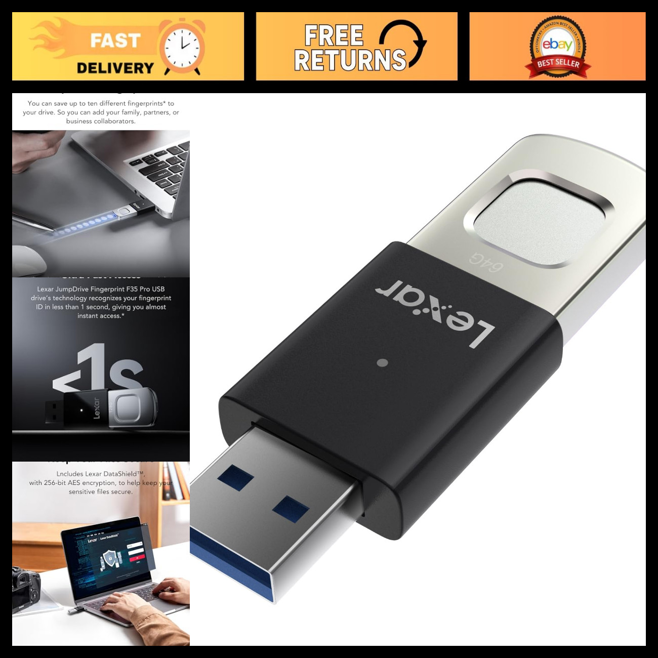 128GB USB 3.2 Flash Drive, 400MB/s Read Speed, High-Speed Portable Storage