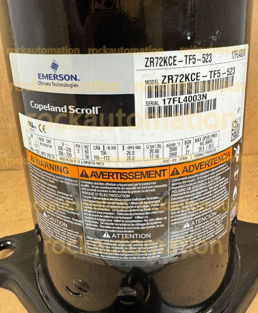EMERSON COPELAND SCROLL Compressor ZR72KCE-TF5-523 DHL #HT