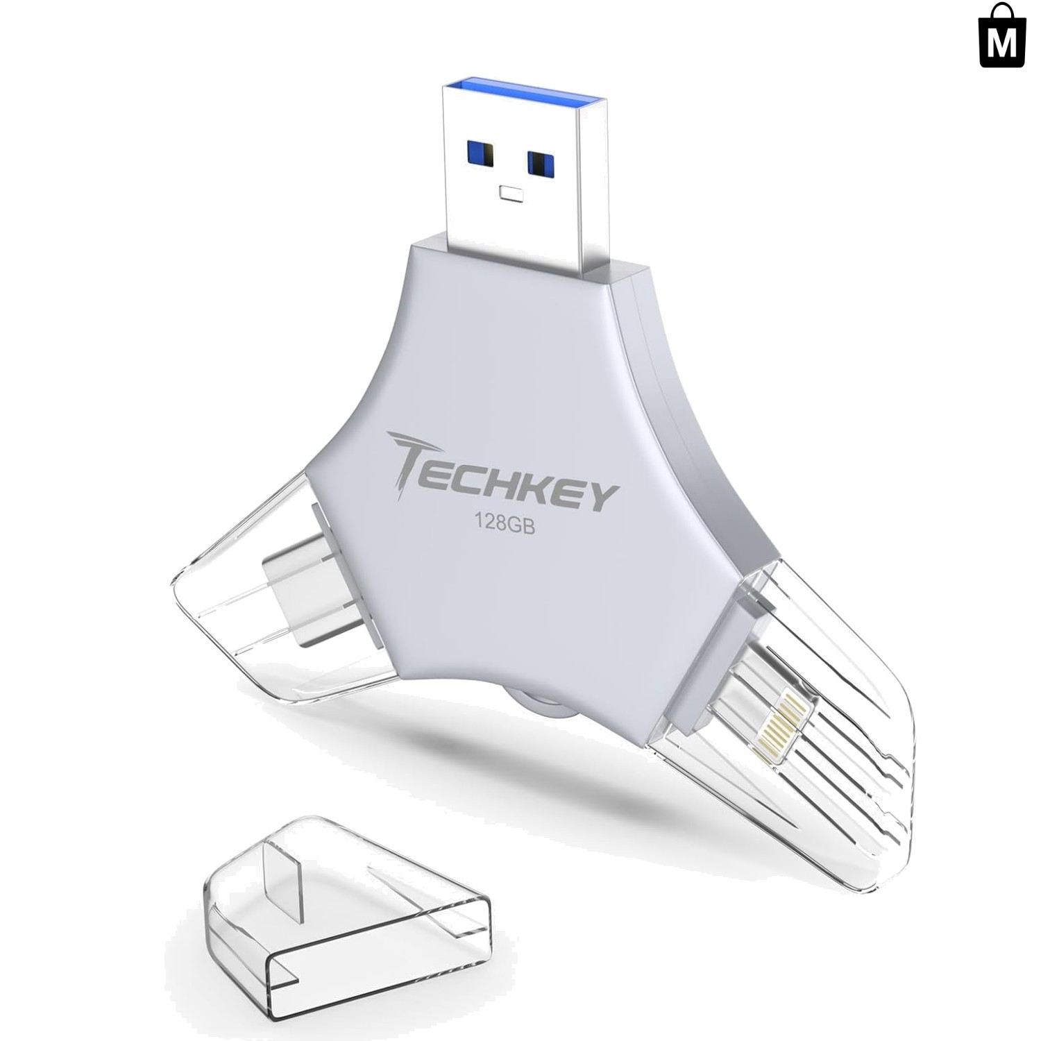 Wear Resistant 128GB USB 3.0 Flash Drive - One Click Backup and Fast Transfer