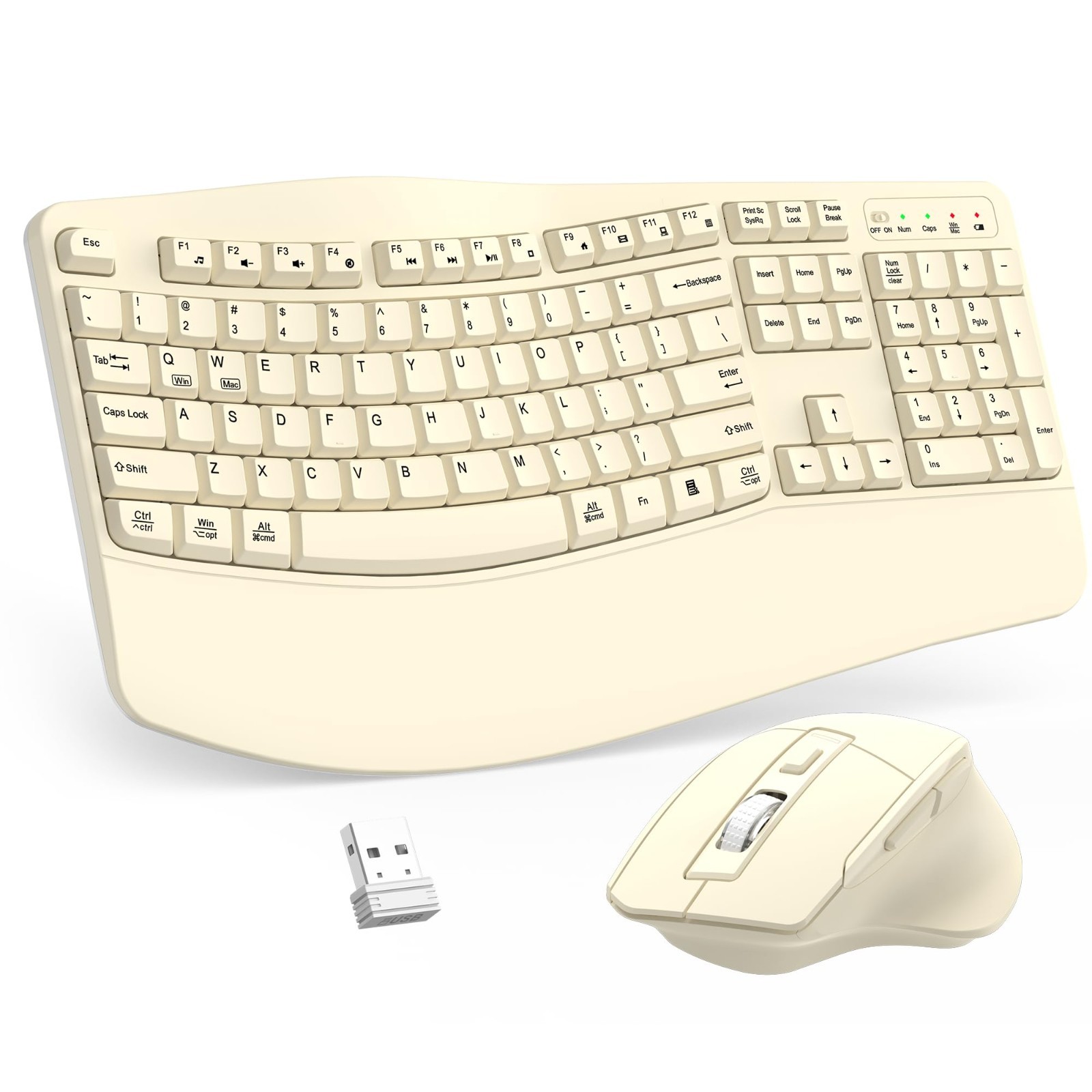 ULSOU Wireless Ergonomic Keyboard and Mouse Combo (Latte)