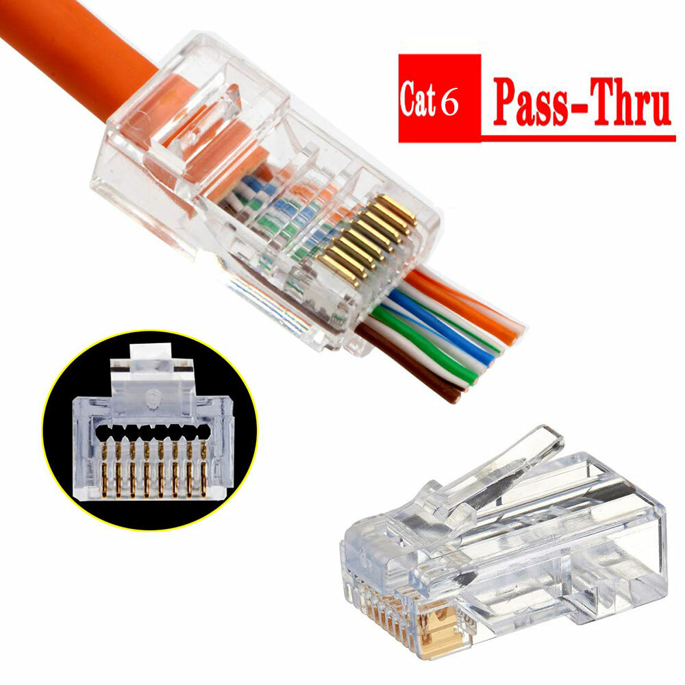 CTA6 RJ45 Connector 6U Gold Plated Pass Through Ethernet Cables Module Plug Jack