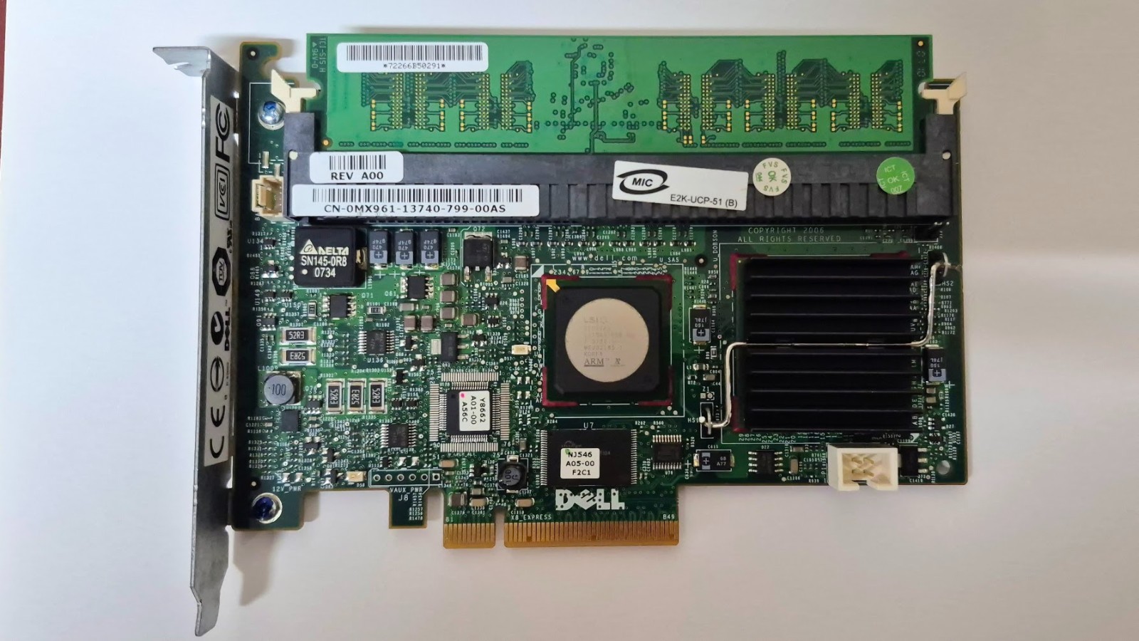 Dell PERC 5/E SAS RAID Controller PCIe x8 256MB Cache 0MX961 MX961 UCP-51 Tested