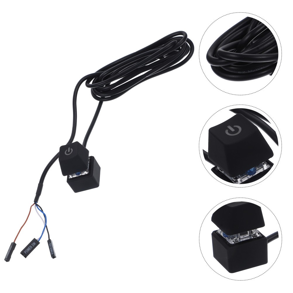 1 Pc Power Control Adapter Cable Black ABS Rubber with LED Light for Home Use