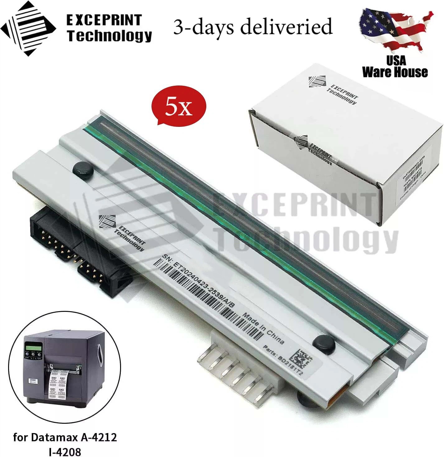 5x Printhead for Datamax I-4206 I-4208 I-4210 I-4212 Printer 203dpi PHD20-2181-0