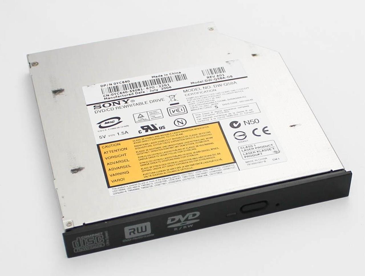LTDVD0007 - Sony DW-Q58A DVD-RW CD-RW ODD Optical Drive 0YC640 YC640 TESTED