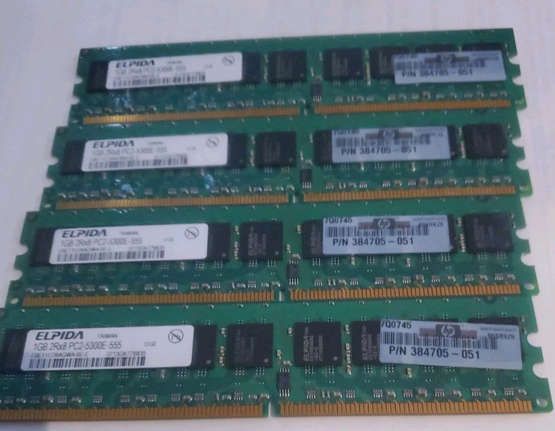 Elpida 4 x 1gb 2rx8 pc2 5300e-555 Pc ram - HP