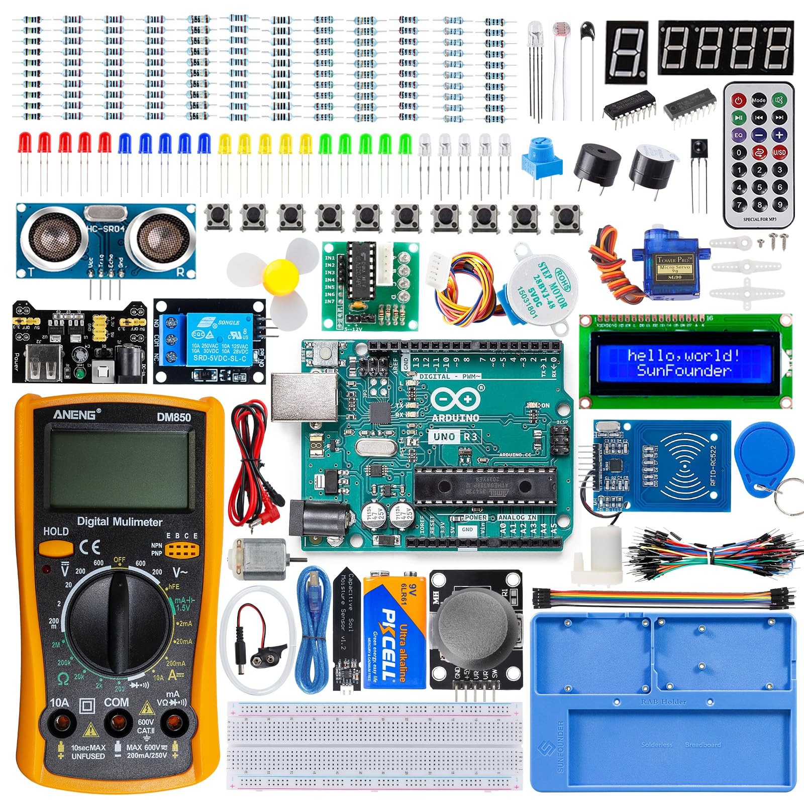 SunFounder Arduino Uno R3 Starter Lab Kit, Multimeter, 34 Projects/Videos