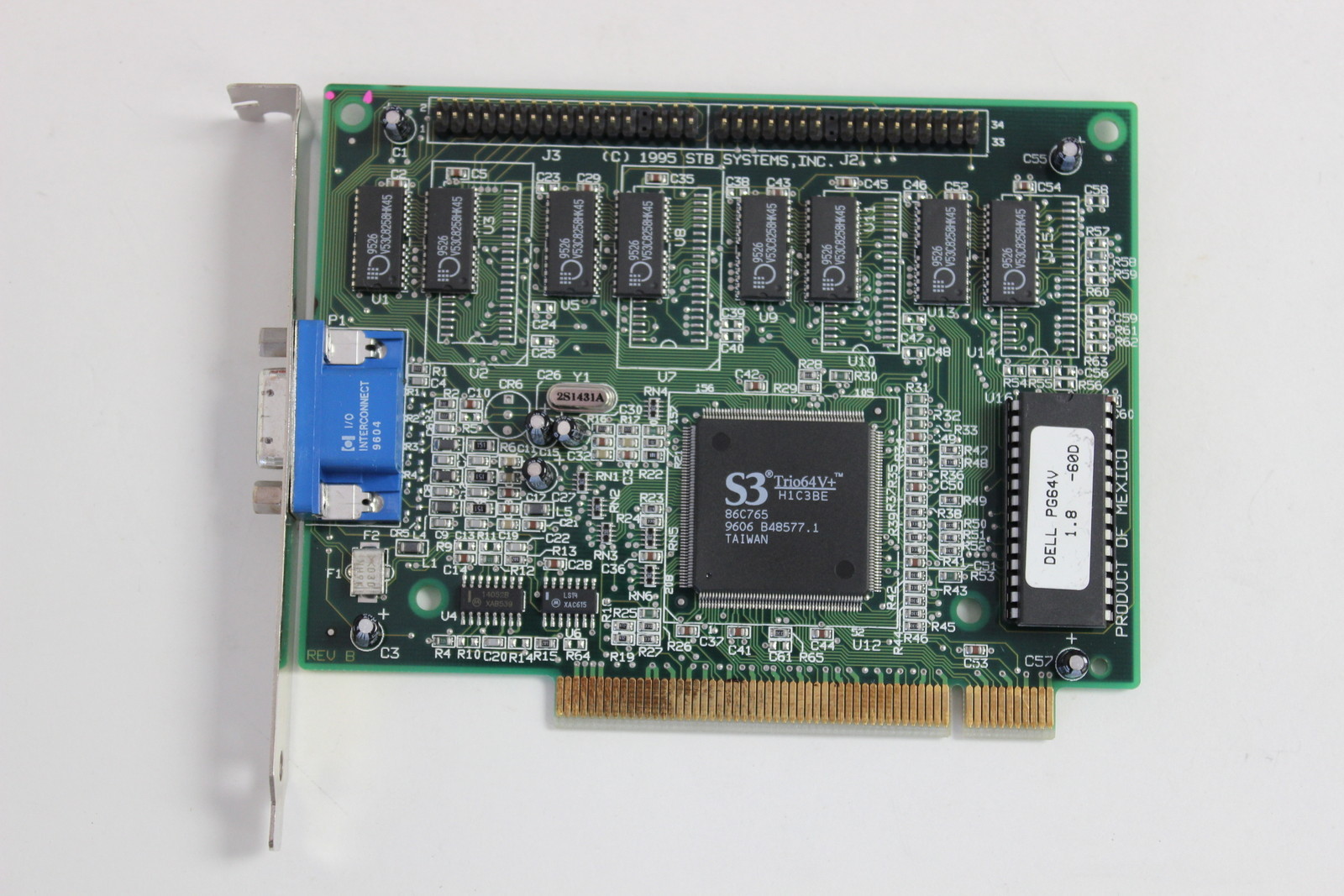 DELL 97886 PCI PG64V VIDEO ADAPTER BOARD STB 1X0-0362-509 S3 TRIO64V+