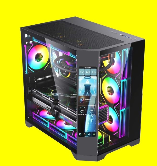 GAMEPOWER  ATX/MATX/ITX  PC CASE WITH LCD SCREEN 4 ARGB FANS + SOFTWARE