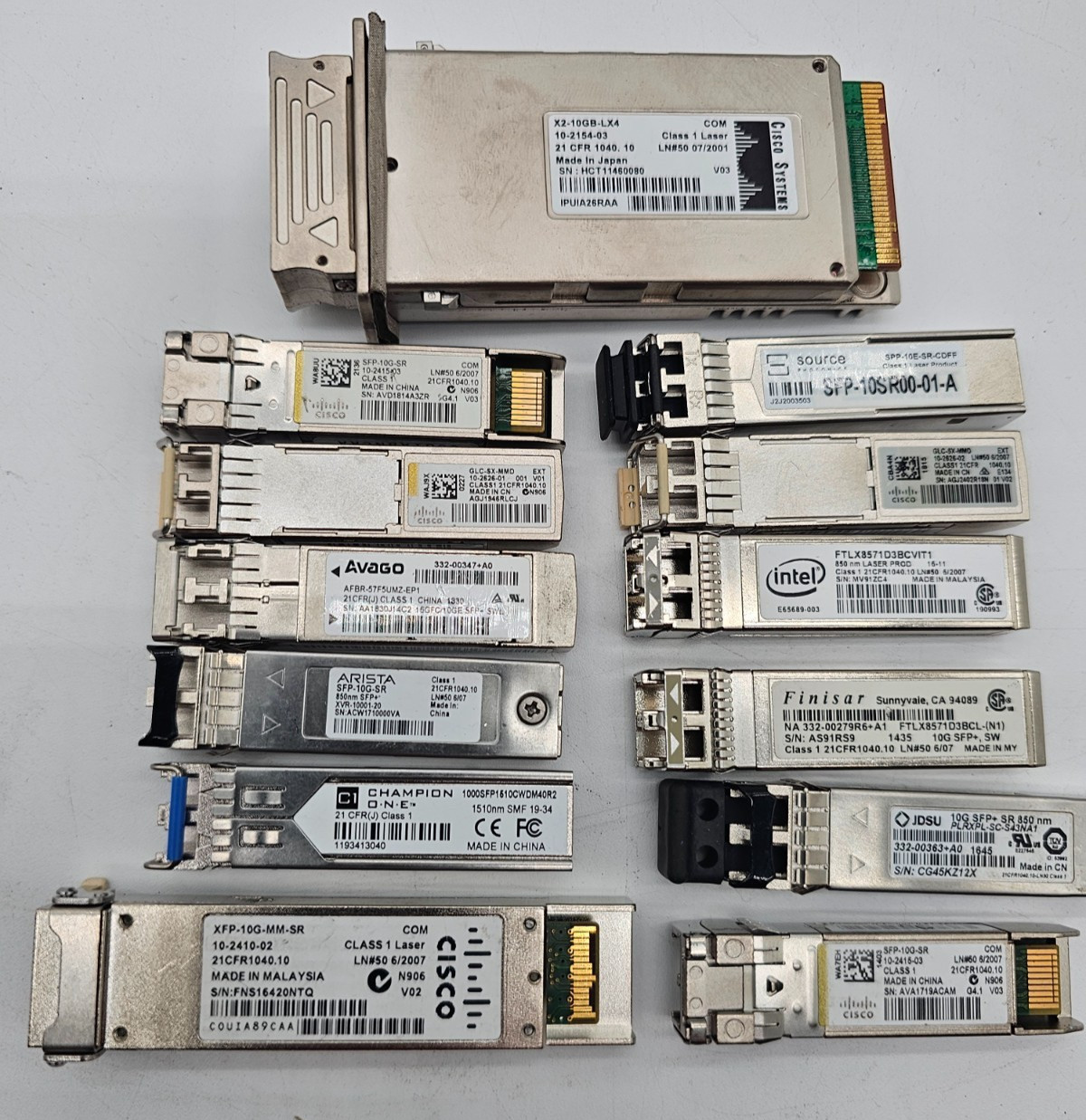 LOT OF 1,300 Mixed 10GB Transceivers