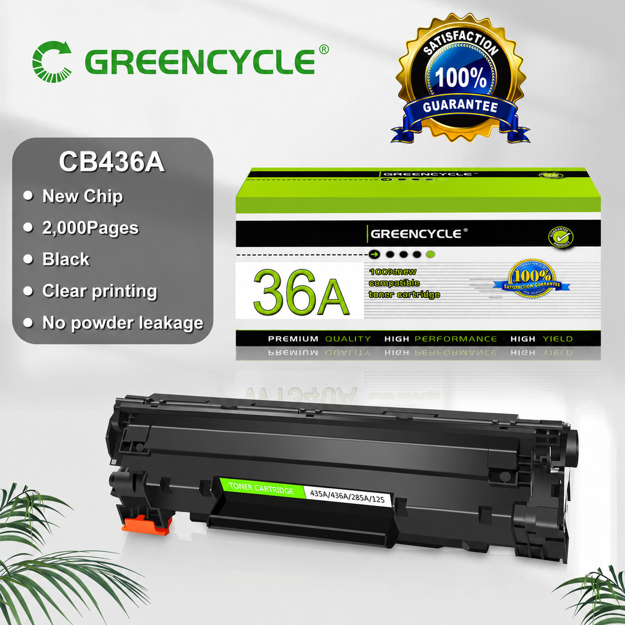 1PK CB436A 36A Toner Cartridge Compatible with HP 36A LaserJet P1505 M1522NF MFP
