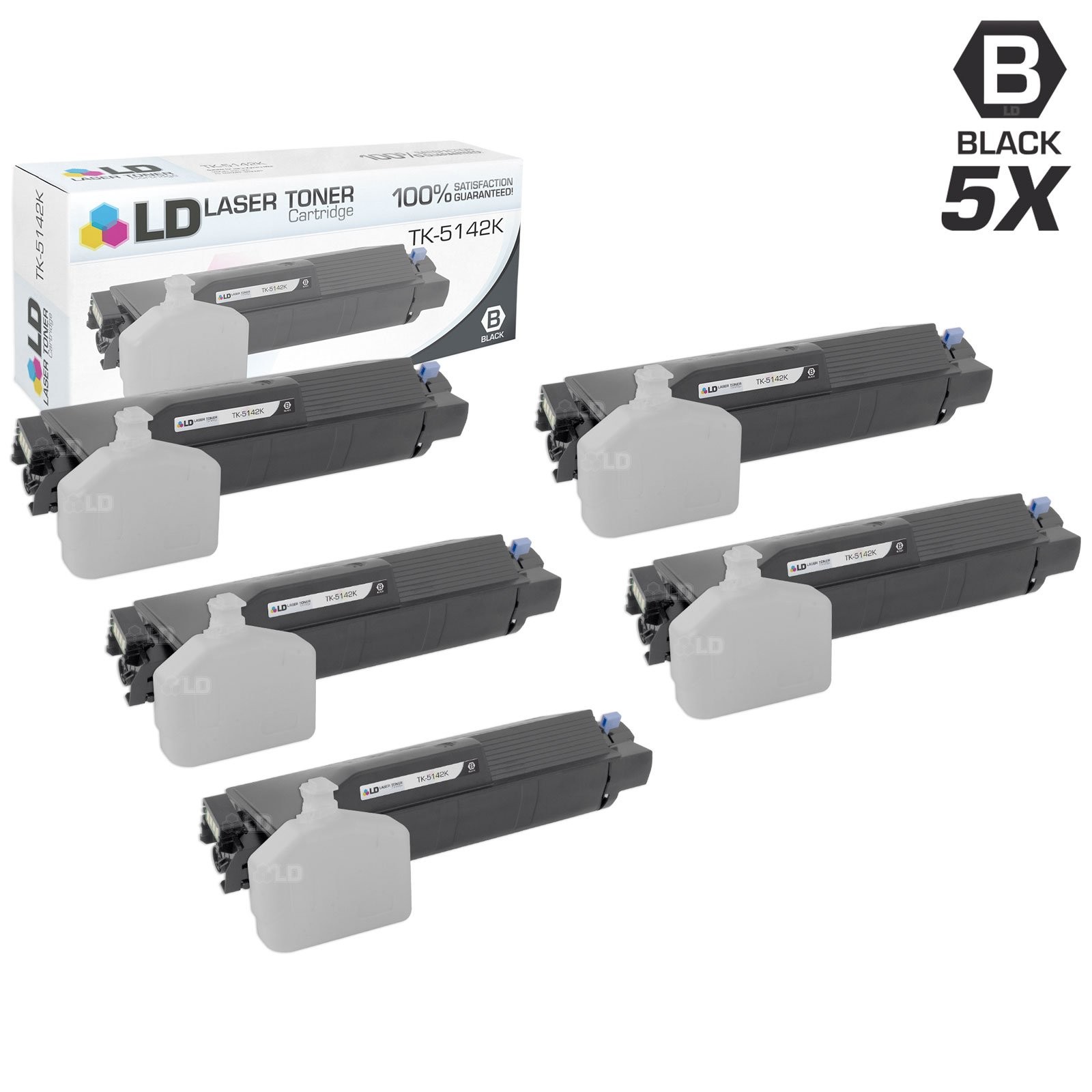 LD Compatible Kyocera-Mita TK-5142K / 1T02NR0US0 5PK Black Toner Cartridges