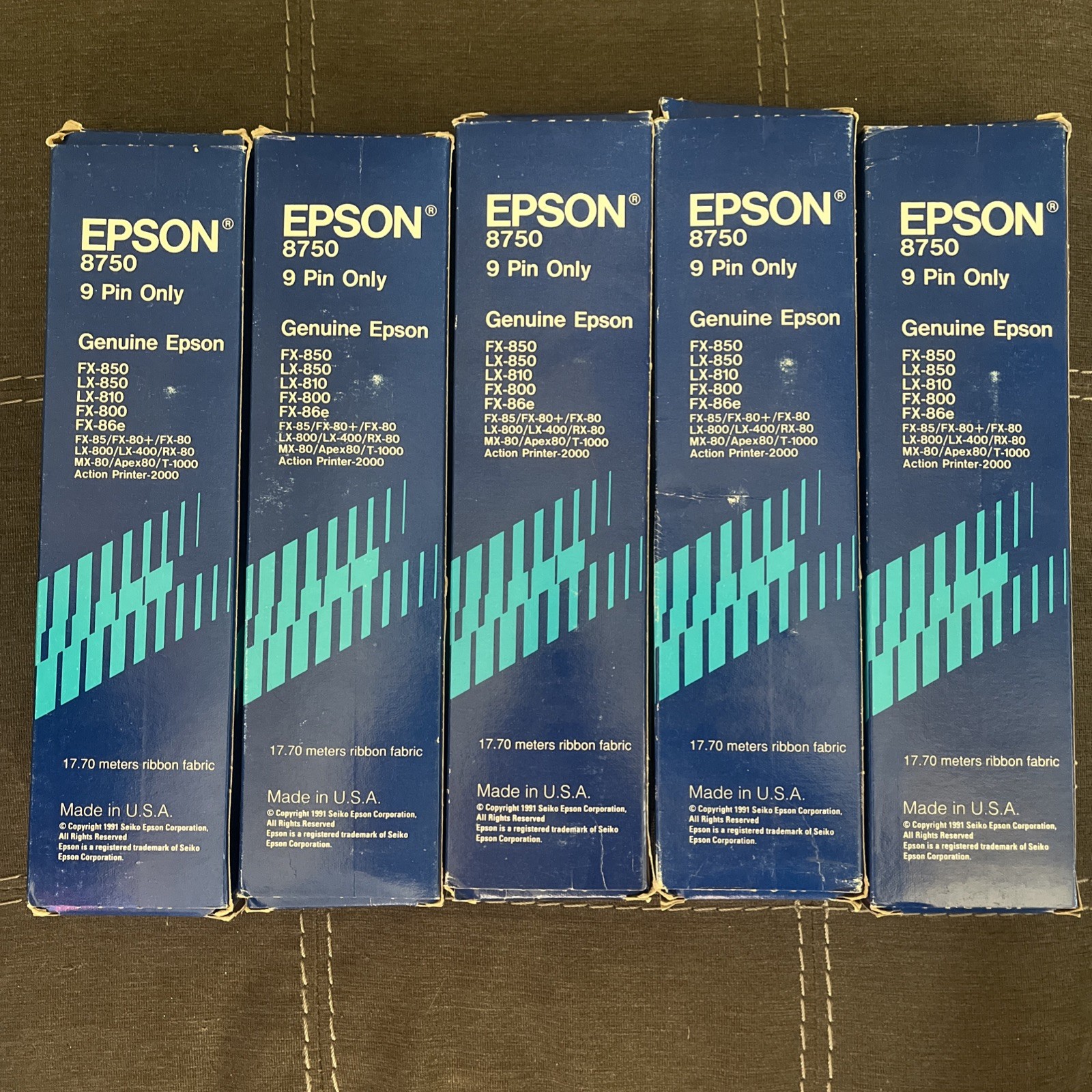 Genuine Epson Ribbon Cartridge 8750 Vintage Lot Of 5 New From 1991