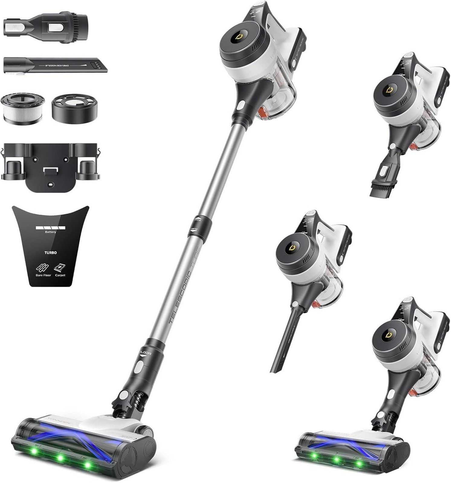YONNDER Cordless Vacuum Cleaner, 550W 55KPA 70Mins Powerful Vacuum Cleaners f...